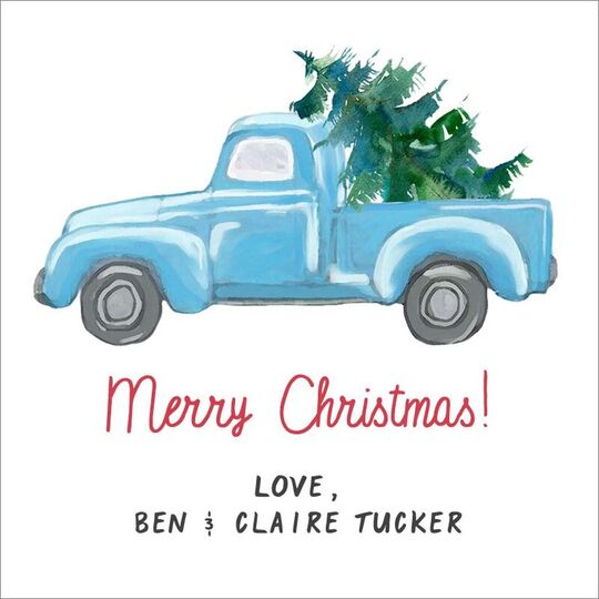 Blue Truck Holiday Gift Stickers